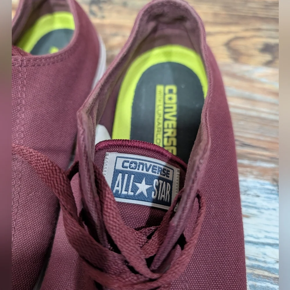 Converse Chuck Taylor II Lunarlon Burgundy Low Top Sneakers Size 11.5 Men - Picture 9 of 9